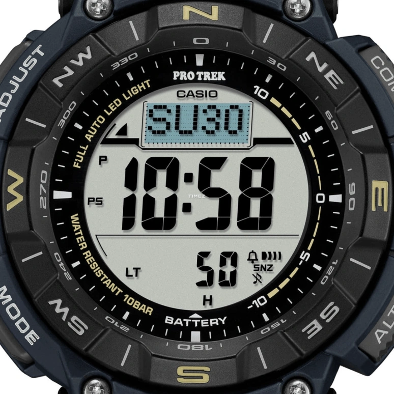 Casio,PROTREK 54.70x51.70mm,54.70x51.70mm,Bio-sourced,Resin,Grey,Quartz,Countdown,Chronograph,Month,Date,Hardlex,Glass,Round,PRG340SC,PRG340SC-2