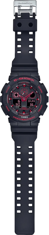Casio,G-SHOCK 55x51.20mm,55x51.20mm,Resin,Black,Red,Quartz,Countdown,Chronograph,Month,Date,Hardlex,Round,GA100BNR,GA100BNR-1A