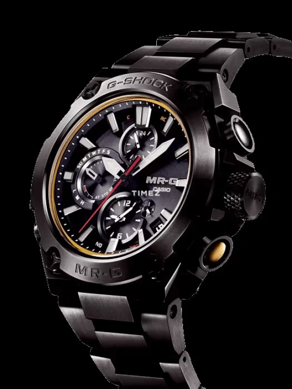 Casio,MR-G 52.20x46.30mm,52.20x46.30mm,Titanium,Black,Quartz,Countdown,Chronograph,Month,Date,Sapphire,Crystal Glass,Round,MRGB1000B,MRGB1000B-1A