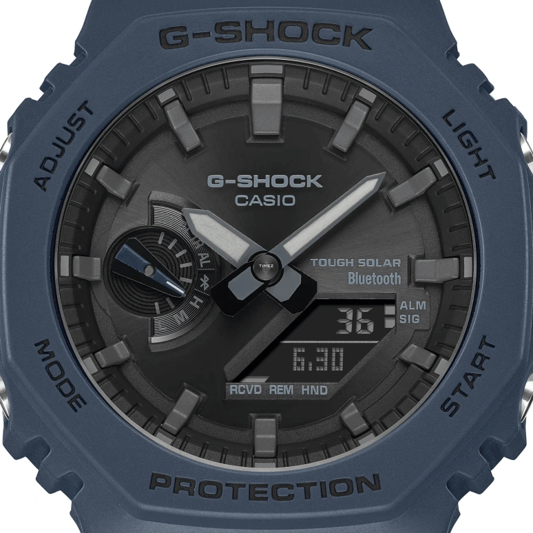Casio,G-SHOCK 48.50x45.40mm,48.50x45.40mm,Resin,Carbon,Black,Quartz,Countdown,Chronograph,Month,Date,Hardlex,Round,GAB2100,GAB2100-2A