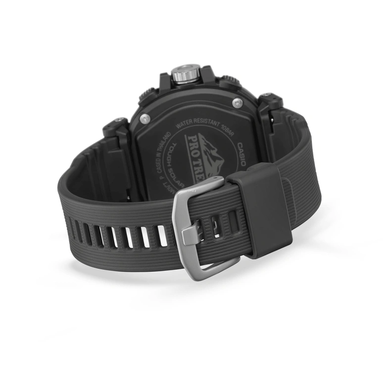 Casio,PROTREK 51.60x51.50mm,51.60x51.50mm,Bio-sourced,Stainless Steel,Black,Quartz,Countdown,Chronograph,Month,Date,Hardlex,Glass,Round,PRG601,PRG601-1