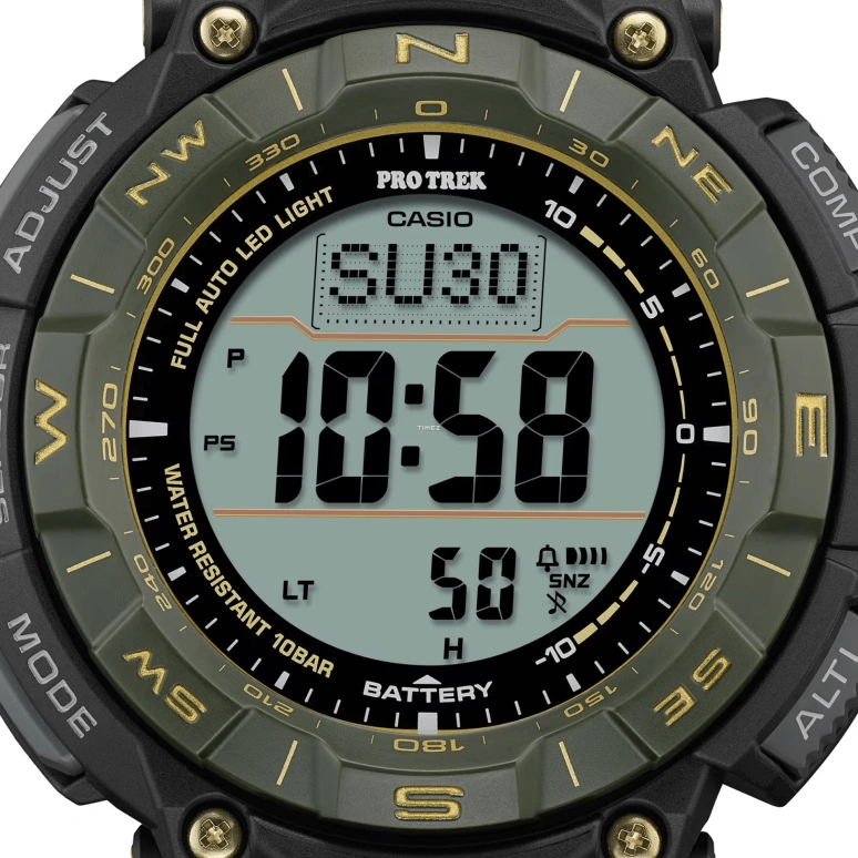 Casio,PROTREK 54.70x51.70mm,54.70x51.70mm,Carbon,Bio-sourced,Resin,Grey,Quartz,Countdown,Chronograph,Month,Date,Hardlex,Round,PRG340ANS,PRG340ANS-3