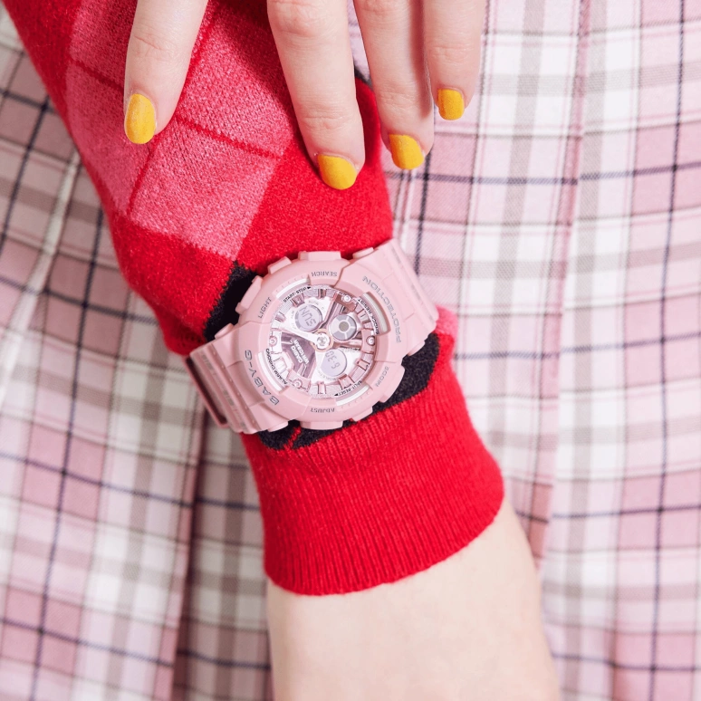 Casio,BABY-G 43.30mm,43.30mm,Resin,Pink,Quartz,Countdown,Chronograph,Month,Date,Hardlex,Round,BA130SP,BA130SP-4A
