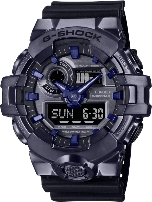 Casio,G-STEEL 53.40mm,53.40mm,Bio-sourced,Resin,Purple,Quartz,Countdown,Chronograph,Month,Date,Hardlex,Round,GM700P,GM700P-6A
