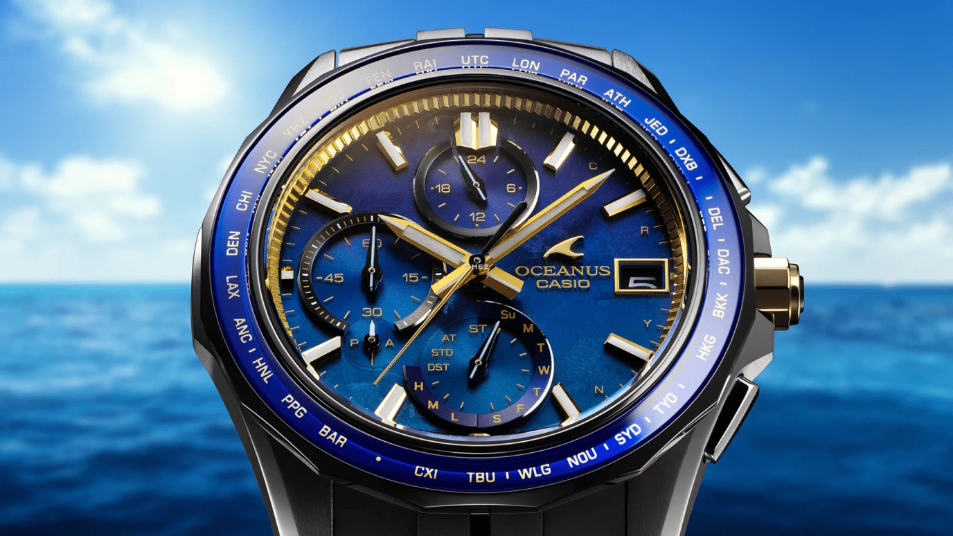 Casio,OCEANUS 47.50x42.80mm,47.50x42.80mm,Titanium,Blue,Quartz,Chronograph,Date,Day,World Time,Sapphire,Crystal Glass,Round,OCW,OCW-S7000SS-2A