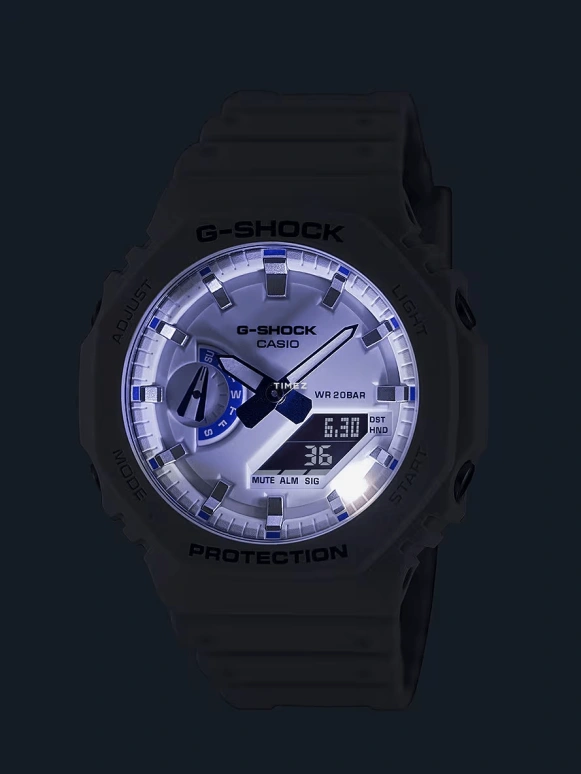 Casio,G-SHOCK 48.50x45.40mm,48.50x45.40mm,Carbon,Bio-sourced,Resin,White,Quartz,Countdown,Chronograph,Month,Date,Hardlex,Octagon,GA2100HDS7A1