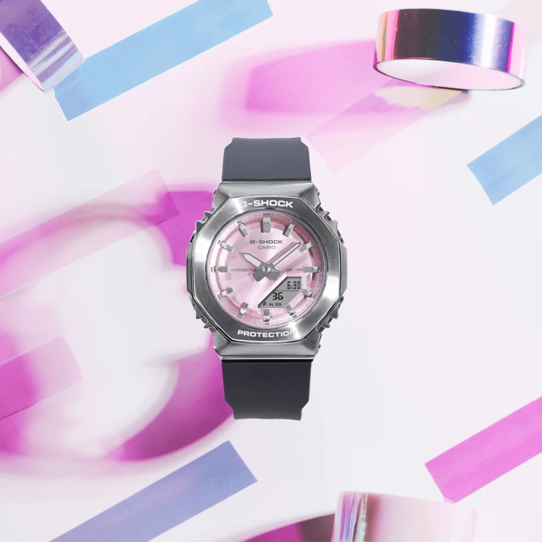 Casio,G-SHOCK 45.90x40.50mm,45.90x40.50mm,Resin,Pink Red,Quartz,Countdown,Chronograph,Month,Date,Hardlex,Octagon,GMS2110,GMS2110-4A