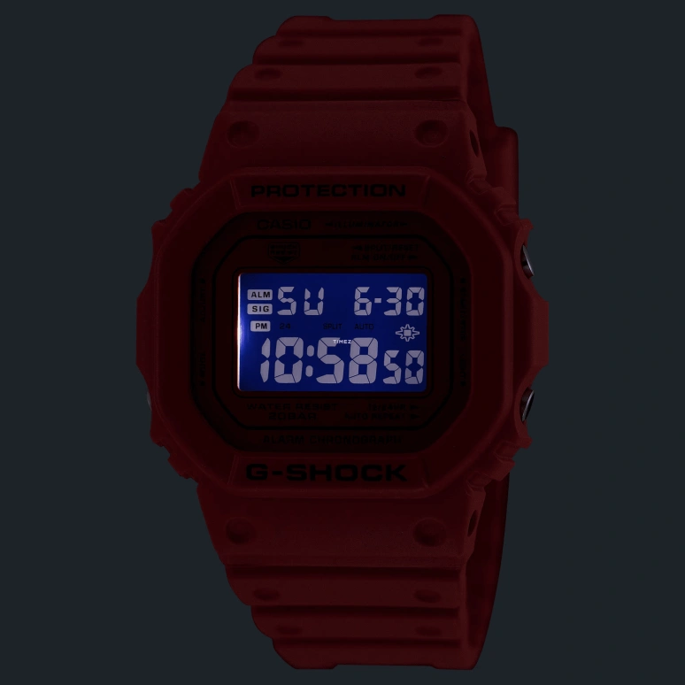Casio,5600 48.90x42.80mm,48.90x42.80mm,Bio-sourced,Resin,Red,Quartz,Countdown,Chronograph,Month,Date,Hardlex,Square,DW5600RRB,DW5600RRB-4