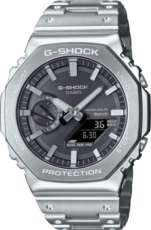Casio,G-SHOCK 44.50mm,44.50mm,Stainless Steel,Grey,Quartz,Countdown,Chronograph,Month,Date,Hardlex,Hexagonal,GMB2100SD,GMB2100SD-1A