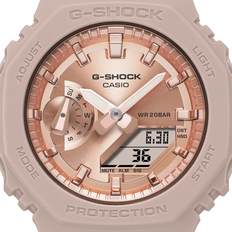 Casio,G-SHOCK 42.90mm,42.90mm,Carbon,Resin,Rose Gold,Quartz,Countdown,Chronograph,Month,Date,Hardlex,Octagon,GMAS2100MD4A