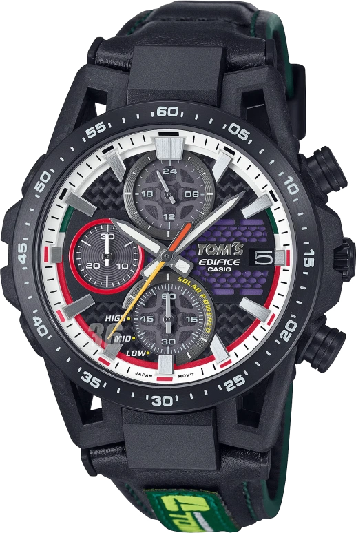 Casio,EDIFICE 44.50x50.10mm,44.50x50.10mm,Carbon,Purple,Black,Quartz,Chronograph,Day,Power Reserve Indicator,Solar Charging,Sapphire,Round,EFSS641TMS1A