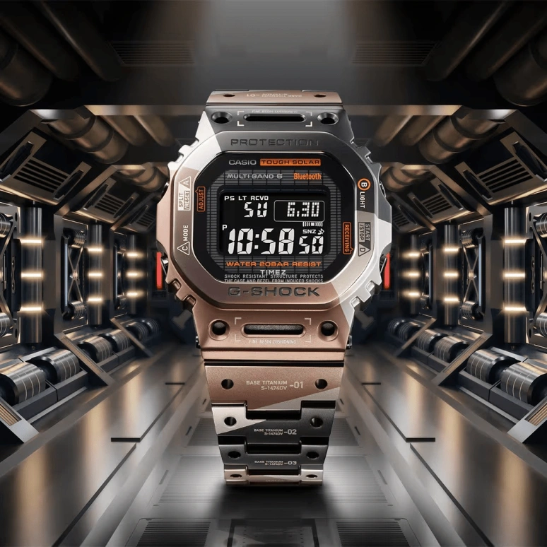 Casio,G-SHOCK 49.30x43.20mm,49.30x43.20mm,Titanium,Black,Quartz,Countdown,Chronograph,Month,Date,Hardlex,Square,GMWB5000TVB1