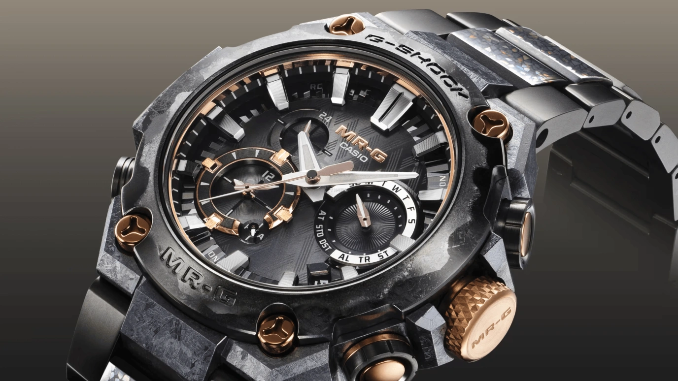 Casio,MR-G 54.70x49.80mm,54.70x49.80mm,Titanium,Black,Quartz,Countdown,Chronograph,Month,Date,Sapphire,Crystal Glass,Round,MRGB2000JS,MRGB2000JS-1A