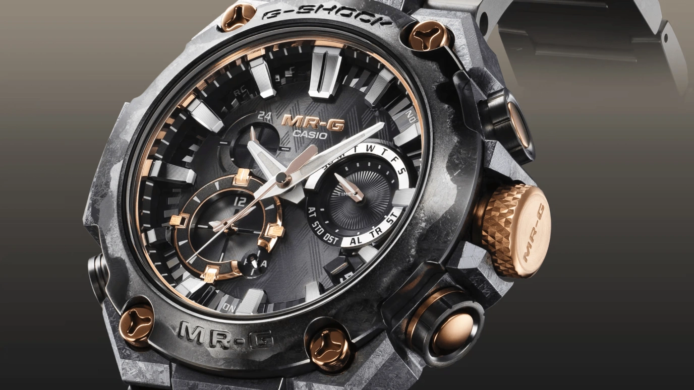 Casio,MR-G 54.70x49.80mm,54.70x49.80mm,Titanium,Black,Quartz,Countdown,Chronograph,Month,Date,Sapphire,Crystal Glass,Round,MRGB2000JS,MRGB2000JS-1A