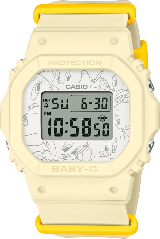 Casio,BGD-565 42.10x37.90mm,42.10x37.90mm,Resin,White,Grey,Quartz,Countdown,Chronograph,Month,Date,Hardlex,Square,BGD565TW,BGD565TW-5