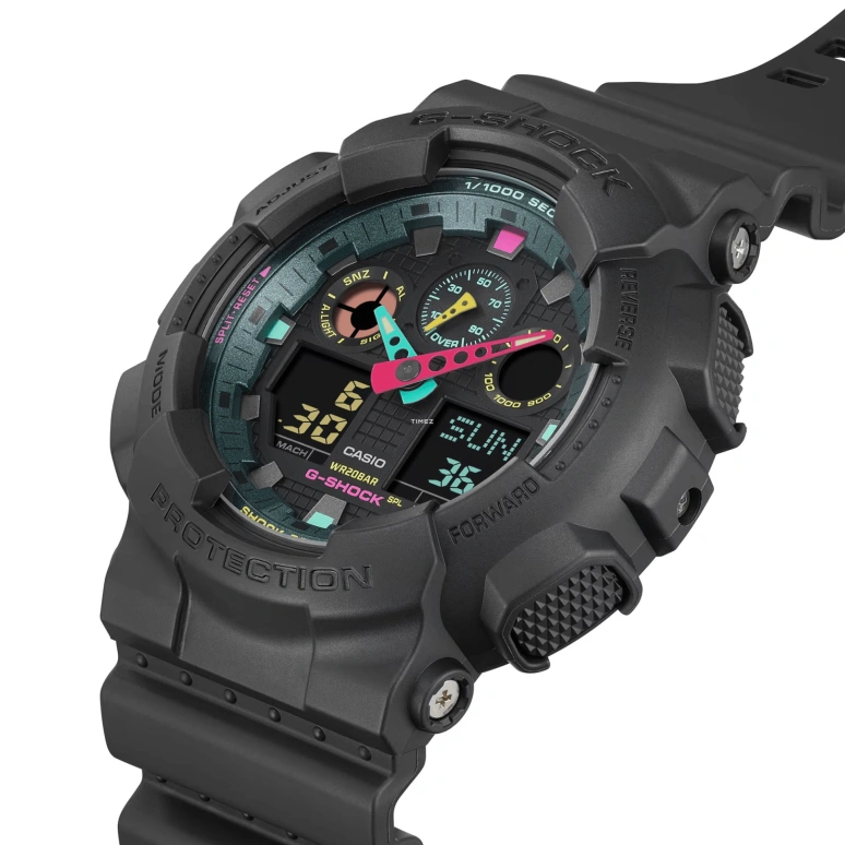 Casio,G-SHOCK 51.20mm,51.20mm,Resin,Black,Quartz,Countdown,Chronograph,Month,Date,Hardlex,Round,GA100MF,GA100MF-1A
