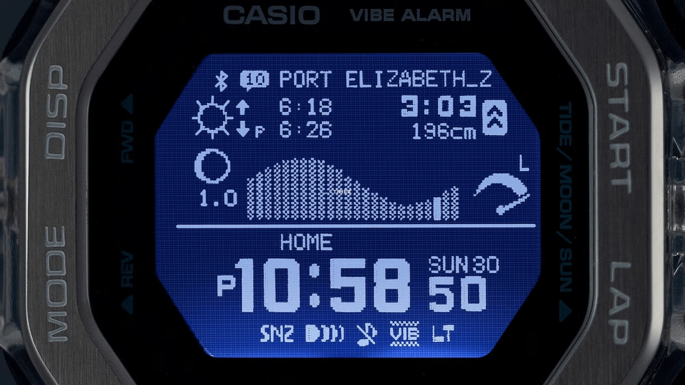 Casio,G-LIDE 50.90x46mm,50.90x46mm,Resin,Stainless Steel,Black,Quartz,Countdown,Chronograph,Month,Day,Hardlex,Square,GBX100S,GBX100S-2