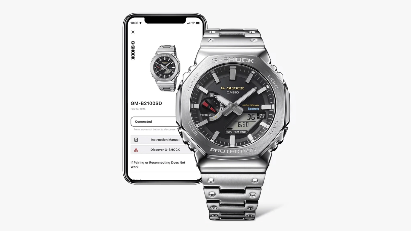Casio,G-SHOCK 49.80x44.40mm,49.80x44.40mm,Stainless Steel,Black,Quartz,Countdown,Chronograph,Month,Date,Hardlex,Round,GMB2100SD,GMB2100SD-1C