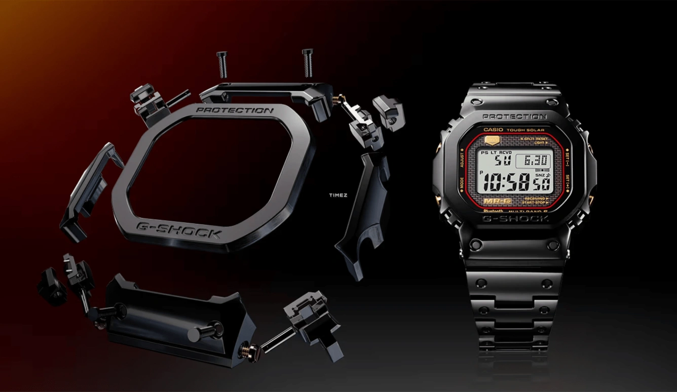 Casio,MR-G 49.40x43.20mm,49.40x43.20mm,Titanium,Grey,Quartz,Countdown,Chronograph,Month,Date,Sapphire,Crystal Glass,Square,MRGB5000B,MRGB5000B-1