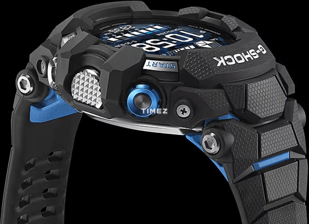 Casio,G-SHOCK 56.30mm,56.30mm,Resin,Blue,Black,Processor,Smartwatch,GPS,Altitude Indicator,Compass,Hardlex,Round,GSWH1000,GSWH1000-1