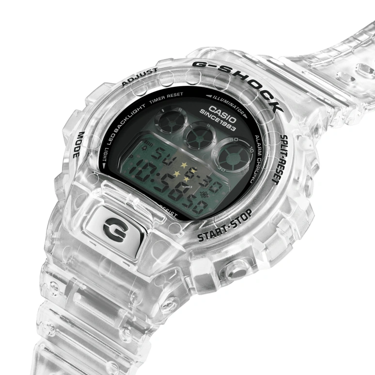 Casio,G-Shock 6900 50mm,50mm,Resin,Transparent,Black,Quartz,Countdown,Chronograph,Month,Date,Hardlex,Round,DW6940RX,DW6940RX-7