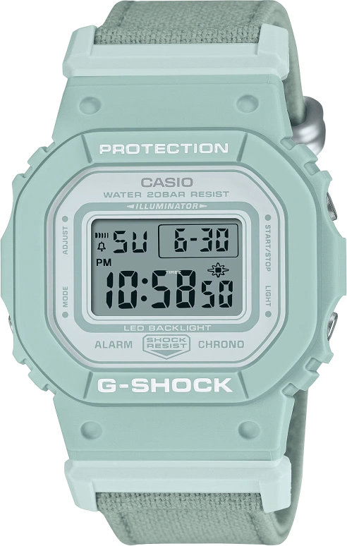 Casio,G-SHOCK 45.70x40.50mm,45.70x40.50mm,Bio-sourced,Resin,Green,Quartz,Countdown,Chronograph,Month,Date,Hardlex,Square,GMDS5600CT,GMDS5600CT-3