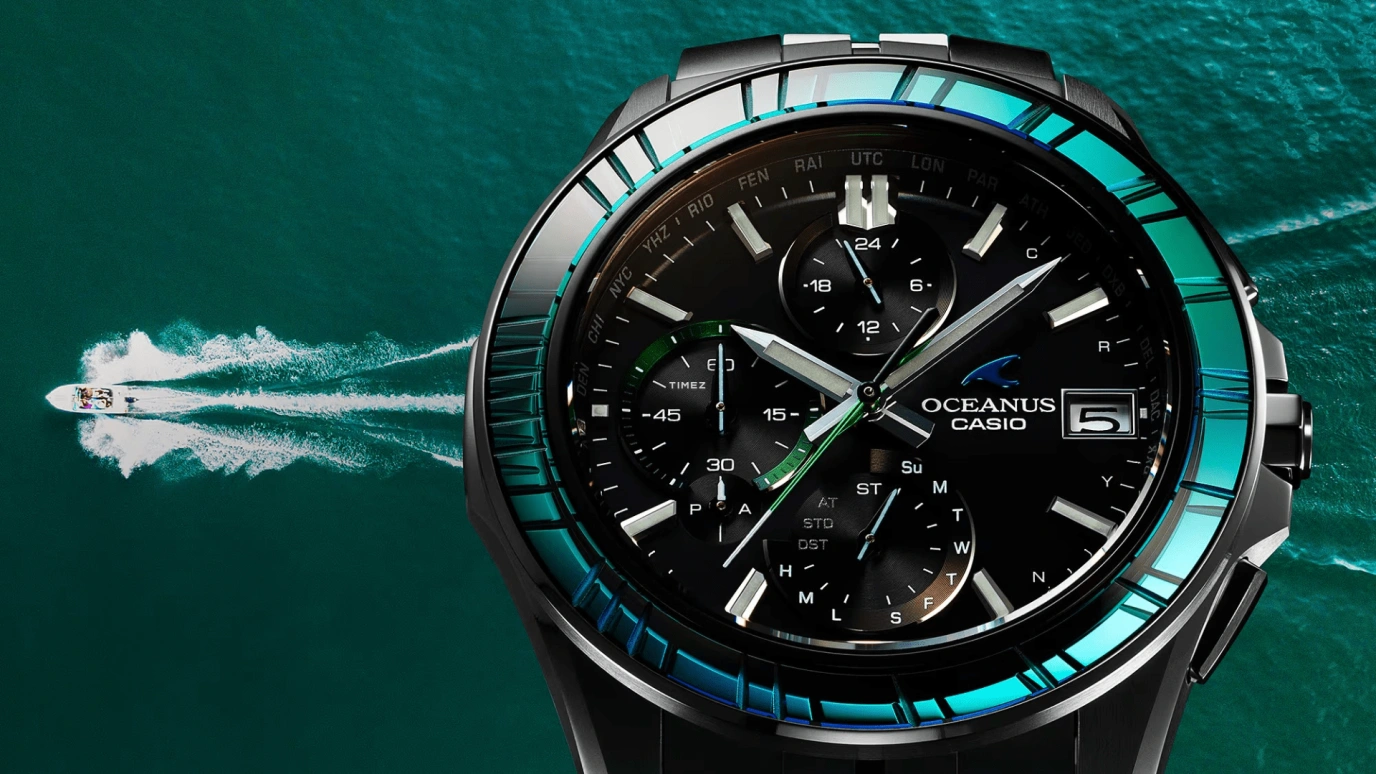 Casio,OCEANUS 47.50x42.80mm,47.50x42.80mm,Titanium,Black,Quartz,Countdown,Chronograph,Date,Day,Sapphire,Crystal Glass,Round,OCWS7000SG1A