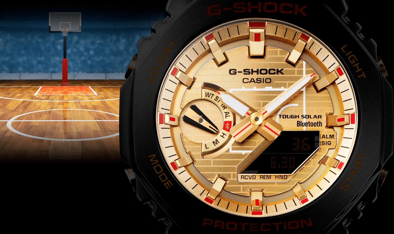 Casio,G-SHOCK 44.40mm,44.40mm,Bio-sourced,Resin,Gold,Quartz,Countdown,Chronograph,Month,Date,Hardlex,Octagon,GBM2100RH,GBM2100RH-1A