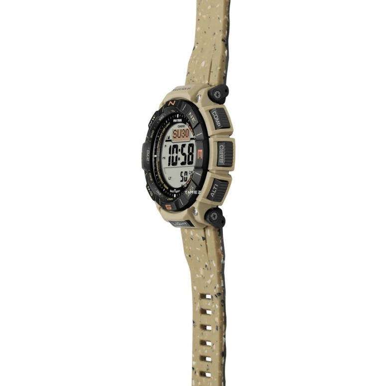 Casio,PROTREK 54.70x51.70mm,54.70x51.70mm,Resin,Bio-sourced,Grey,Quartz,Countdown,Chronograph,Month,Date,Hardlex,Glass,Round,PRG340SC,PRG340SC-5