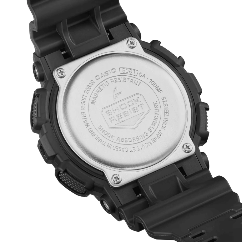Casio,G-SHOCK 51.20mm,51.20mm,Resin,Black,Quartz,Countdown,Chronograph,Month,Date,Hardlex,Round,GA100MF,GA100MF-1A
