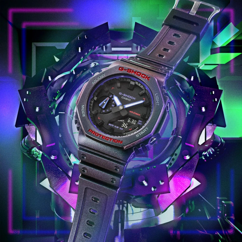 Casio,G-SHOCK 48.50x45.40mm,48.50x45.40mm,Carbon,Resin,Purple,Quartz,Countdown,Chronograph,Month,Date,Hardlex,Octagon,GA2100AH,GA2100AH-6A