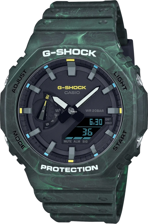Casio,G-SHOCK 48.50x45.40mm,48.50x45.40mm,Resin,Carbon,Black,Quartz,Countdown,Chronograph,Month,Date,Hardlex,Round,GA2100FR,GA2100FR-3A