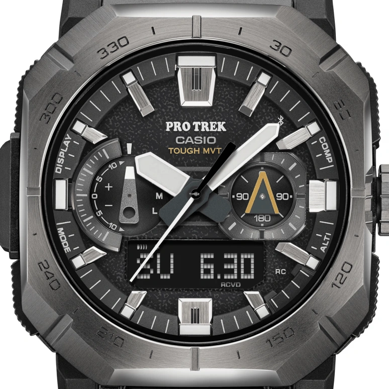 Casio,PROTREK 50.80x45.80mm,50.80x45.80mm,Resin,Stainless Steel,Bio-sourced,Black,Quartz,Countdown,Chronograph,Month,Date,Sapphire,Crystal Glass,Square,PRWB1000,PRWB1000-1