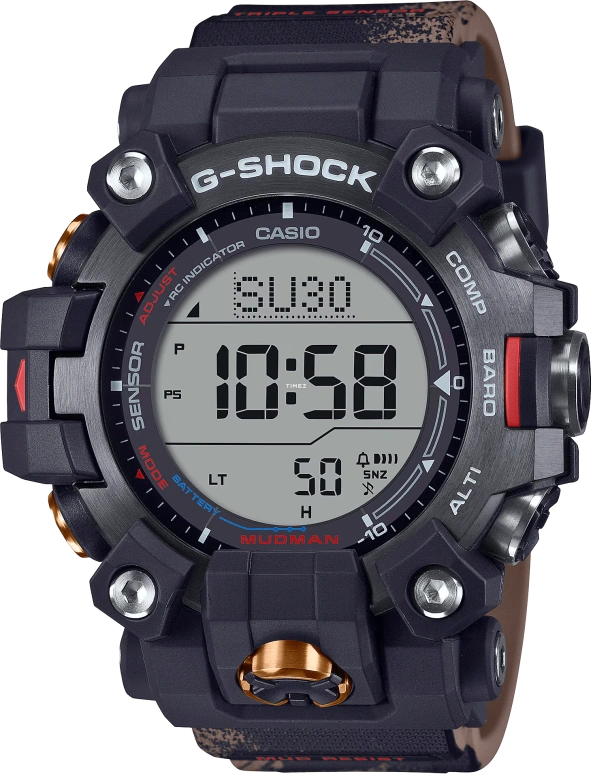 Casio,MASTER OF G - LAND 52.70mm,52.70mm,Bio-sourced,Resin,Black,Grey,Quartz,Countdown,Chronograph,Month,Date,Hardlex,Round,GW9500TLC,GW9500TLC-1