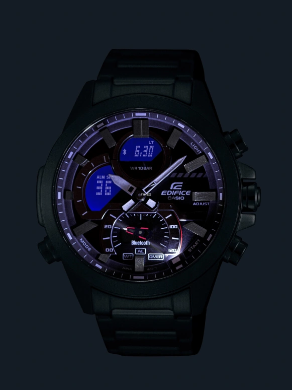 Casio,EDIFICE 52.30x48.70mm,52.30x48.70mm,Stainless Steel,Black,Quartz,Countdown,Chronograph,Month,Date,Hardlex,Round,ECB30P,ECB30P-1A