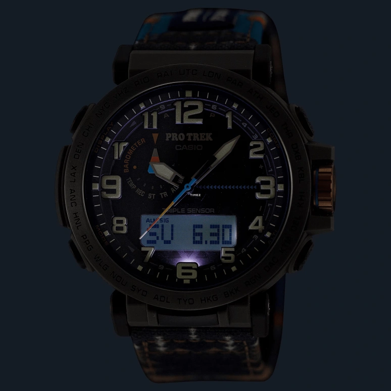 Casio,PROTREK 51.60x51.50mm,51.60x51.50mm,Resin,Black,Quartz,Countdown,Chronograph,Month,Date,Hardlex,Round,PRG601PE,PRG601PE-5