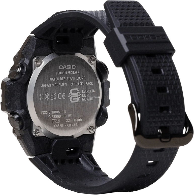 Casio,G-STEEL 49.60mm,49.60mm,Resin,Black,Quartz,Countdown,Chronograph,Month,Date,Hardlex,Round,GSTB400BB,GSTB400BB-1A