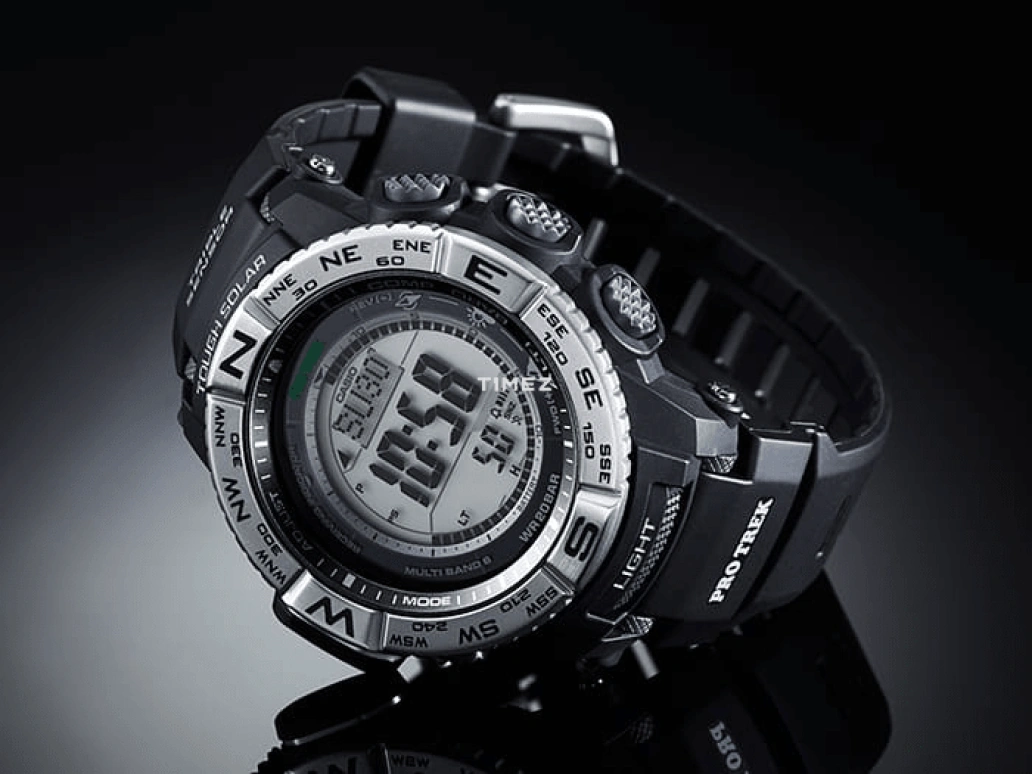 Casio,PROTREK 56.90x53.40mm,56.90x53.40mm,Stainless Steel,Resin,Grey,Quartz,Countdown,Chronograph,Month,Date,Hardlex,Glass,Round,PRW3500,PRW3500-1