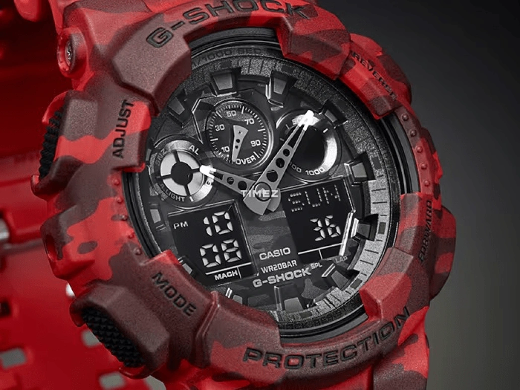 Casio,G-Shock GA-100 51.20mm,51.20mm,Resin,Black,Quartz,Countdown,Chronograph,Month,Date,Hardlex,Round,GA100CM,GA100CM-4A