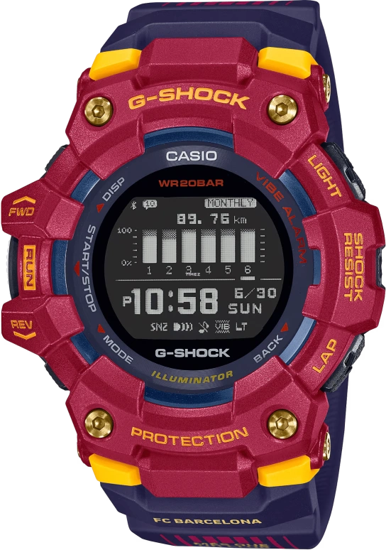 Casio,G-SHOCK 49.30mm,49.30mm,Resin,Blue,Quartz,Countdown,Chronograph,Month,Date,Hardlex,Round,GBD100BAR,GBD100BAR-4