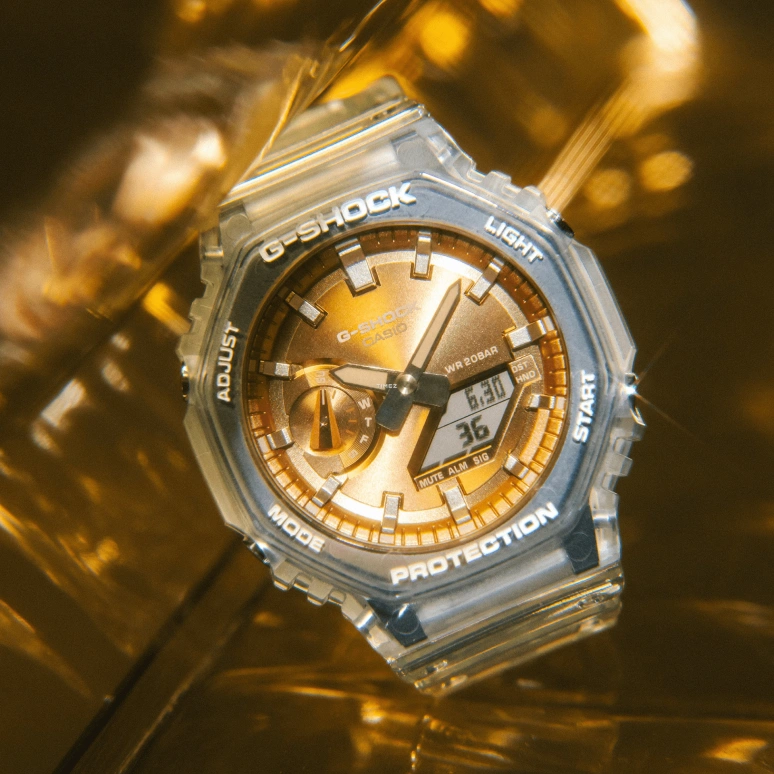 Casio,G-SHOCK 48.50x45.40mm,48.50x45.40mm,Carbon,Resin,Rose Gold,Quartz,Countdown,Chronograph,Month,Date,Hardlex,Octagon,GA2100BM,GA2100BM-7A5
