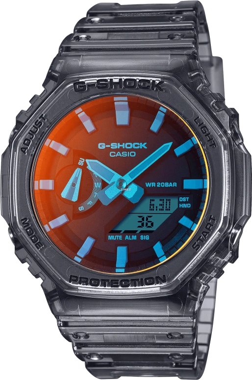 Casio,G-SHOCK 48.50x45.40mm,48.50x45.40mm,Carbon,Resin,Gradient,Blue,Quartz,Countdown,Chronograph,Month,Date,Hardlex,Octagon,GA2100TLS,GA2100TLS-8A