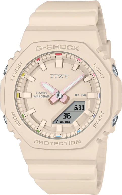 Casio,G-SHOCK 40.20mm,40.20mm,Bio-sourced,Resin,Cream,Pink,Quartz,Countdown,Chronograph,Month,Date,Hardlex,Octagon,GMAP2100IT4A