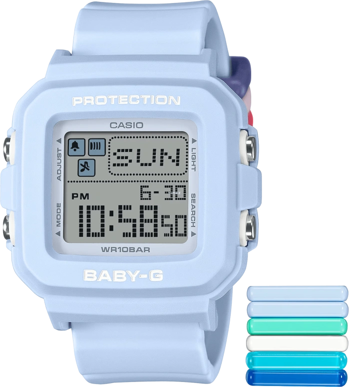 Casio,BGD-10 42.80x39mm,42.80x39mm,Resin,Grey,Quartz,Countdown,Chronograph,Month,Date,Hardlex,Square,BGD10L,BGD10L-2