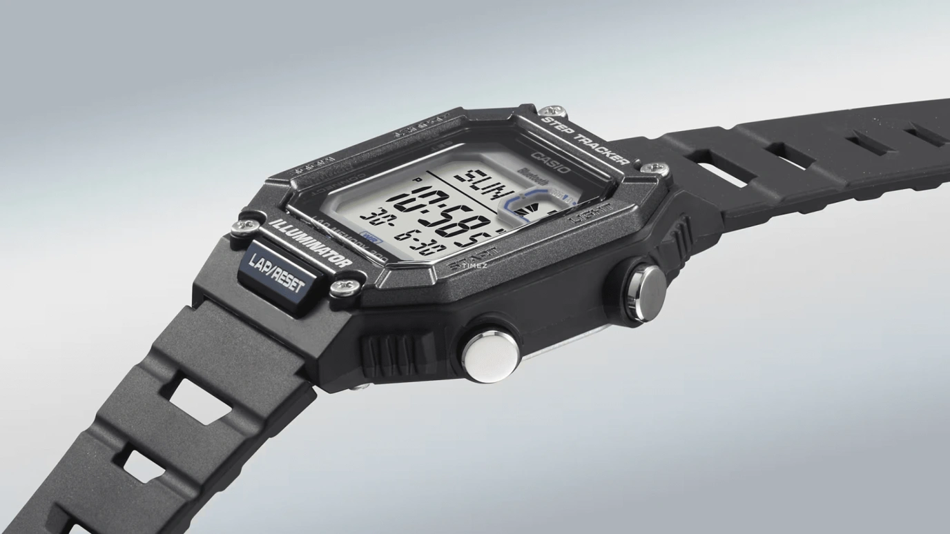 Casio,DIGITAL 46.20x41.30mm,46.20x41.30mm,Resin,Grey,Quartz,Countdown,Chronograph,Month,Date,Plexi,Glass,Square,WSB1000,WSB1000-1AV