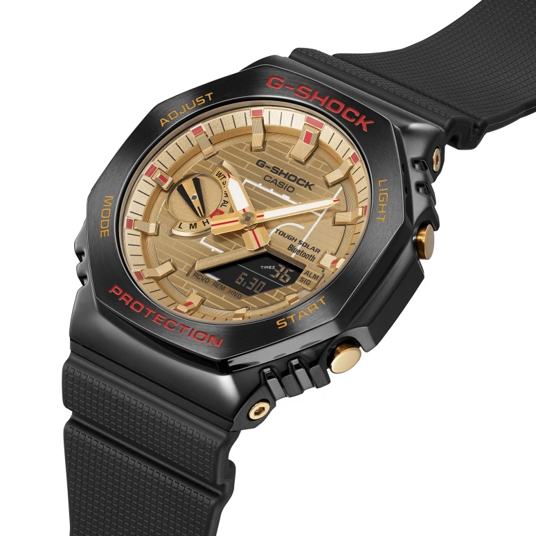 Casio,G-SHOCK 44.40mm,44.40mm,Bio-sourced,Resin,Gold,Quartz,Countdown,Chronograph,Month,Date,Hardlex,Octagon,GBM2100RH,GBM2100RH-1A