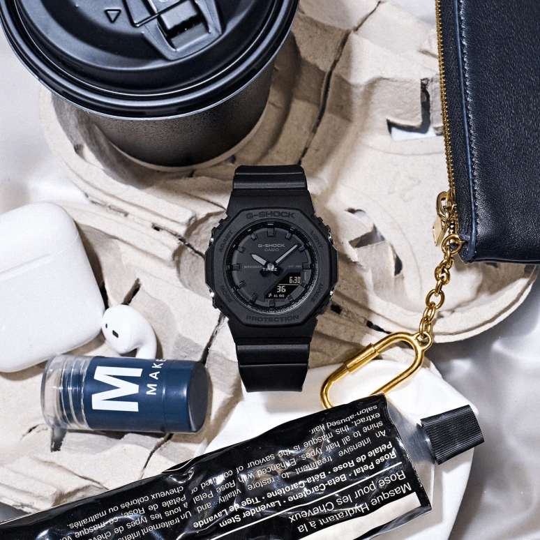 Casio,G-SHOCK 40.20mm,40.20mm,Bio-sourced,Resin,Black,Quartz,Countdown,Chronograph,Month,Date,Hardlex,Octagon,GMAP2100BB,GMAP2100BB-1A