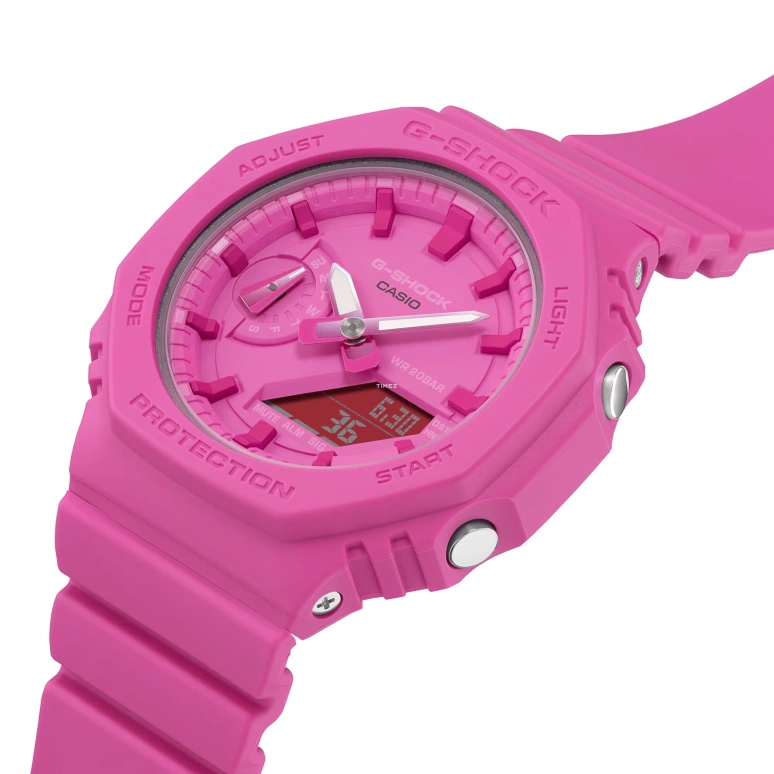 Casio,G-SHOCK 46.20x42.90mm,46.20x42.90mm,Carbon,Resin,Pink Red,Quartz,Countdown,Chronograph,Month,Date,Hardlex,Octagon,GMAS2100P,GMAS2100P-4A