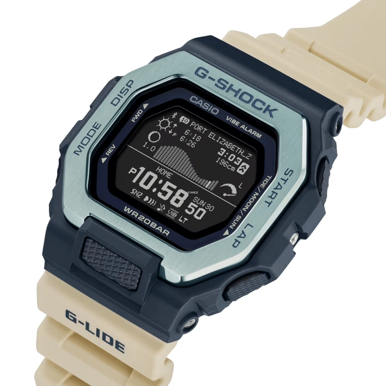 Casio,G-LIDE 50.90x46mm,50.90x46mm,Resin,Stainless Steel,Black,Quartz,Countdown,Chronograph,Moonphase,Month,Hardlex,Tonneau,GBX100TT,GBX100TT-2