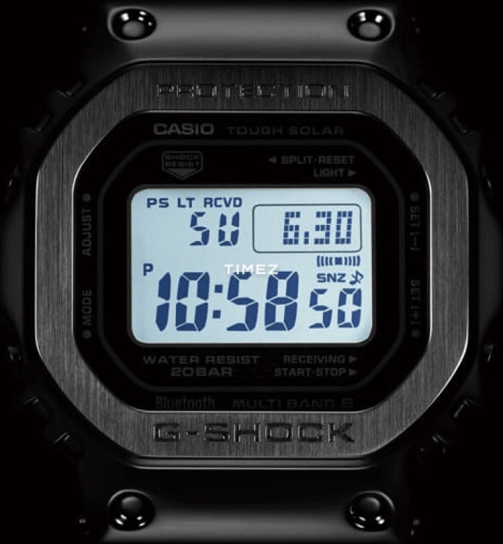 Casio,G-SHOCK 49.30x43.20mm,49.30x43.20mm,Stainless Steel,Black,Quartz,Countdown,Chronograph,Perpetual Calendar,Month,Square,Silver,GMW,GMW-B5000D-1